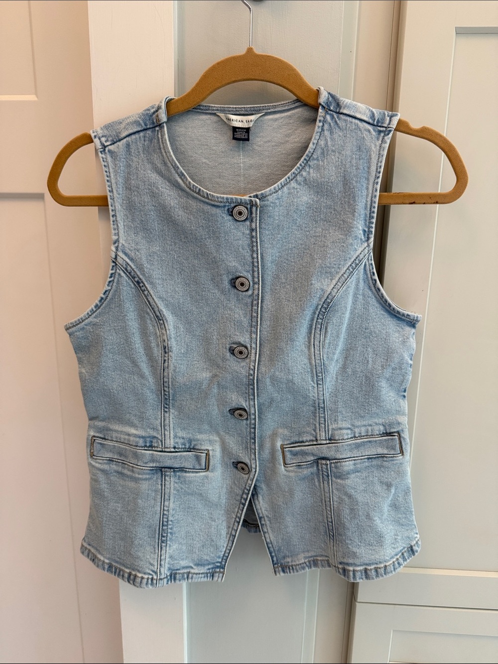 American Eagle Outfitters Light Blue Denim Vest